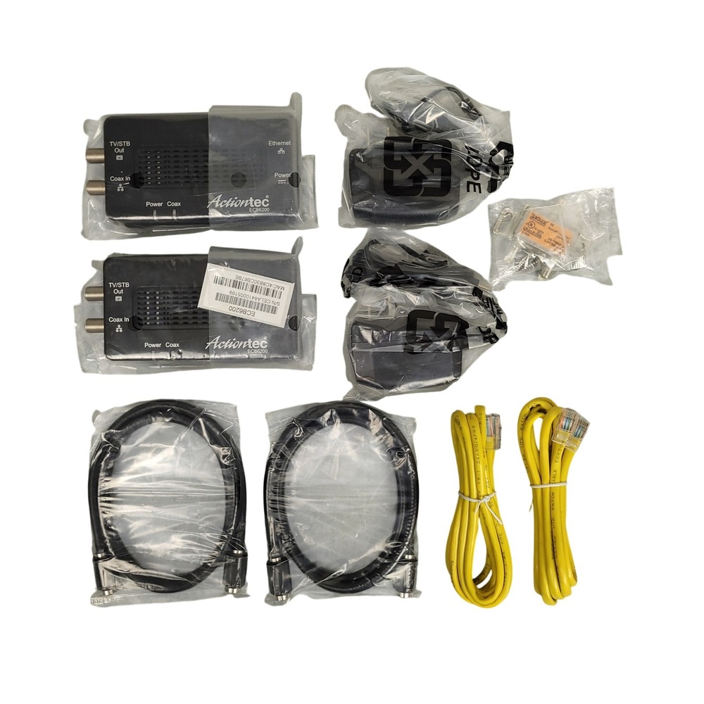 Actiontec ECB6200 Bonded MoCA 2.0 Ethernet Coax Adapter Pair Twin Pack New - Picture 2 of 10